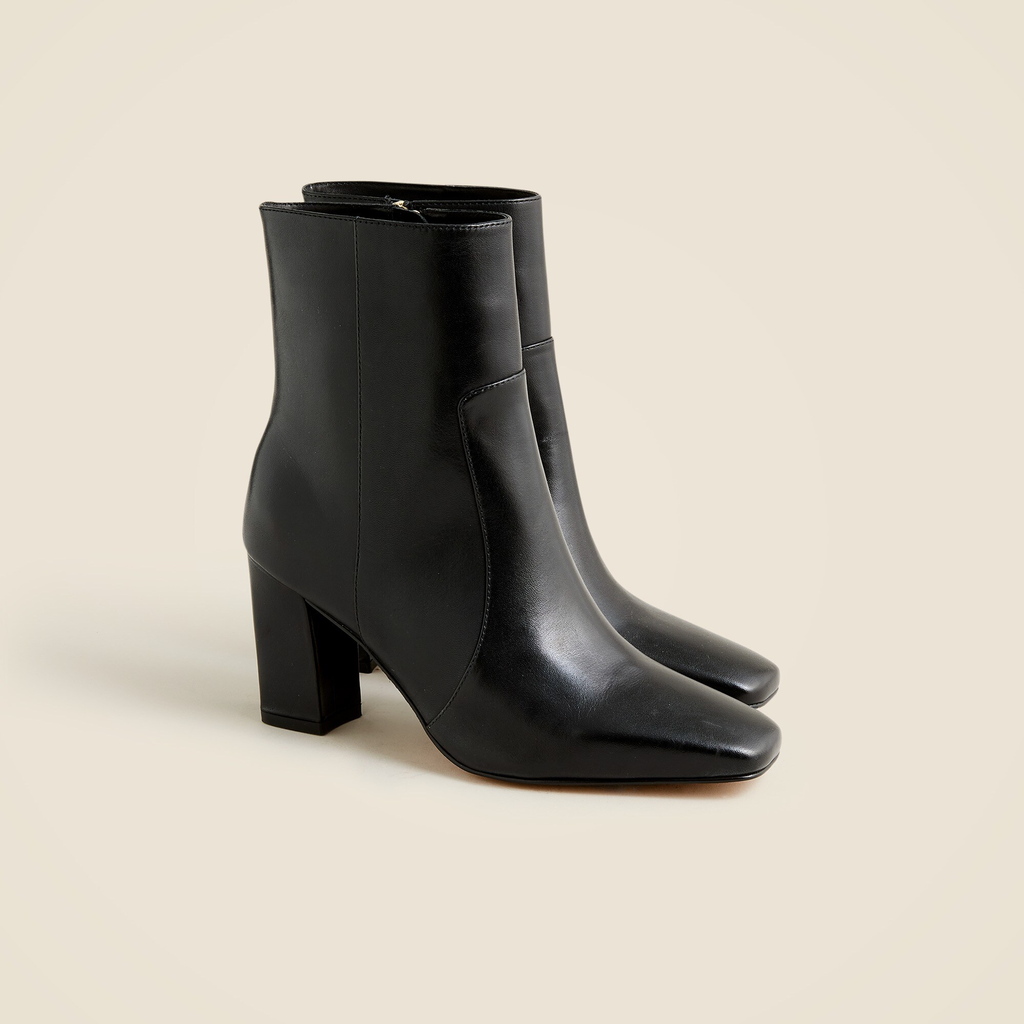 almond-toe ankle boots in leather for women