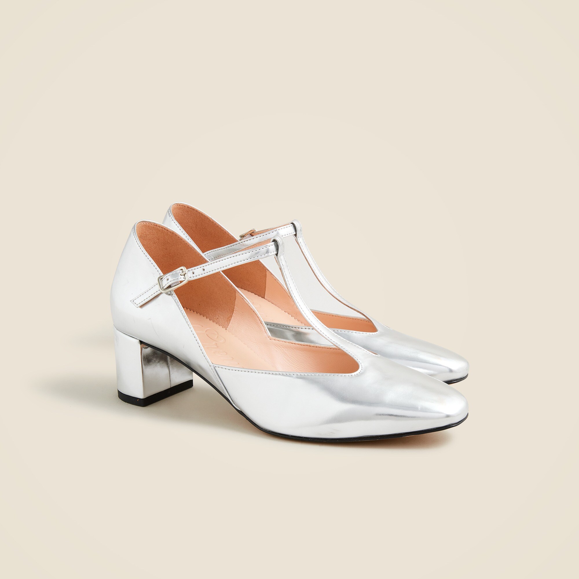 Silver t strap shoes hotsell