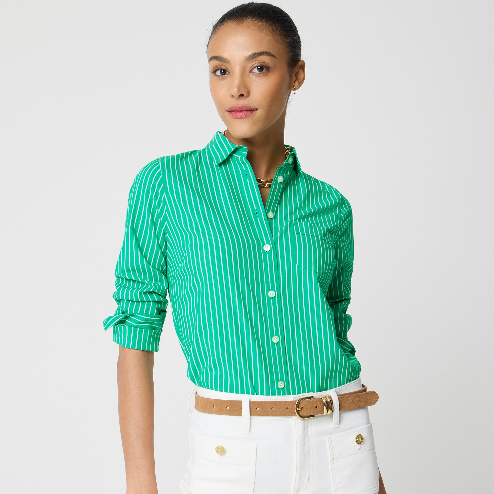 Lightweight Cotton-blend Shirt In Signature Fit For Women | Factory