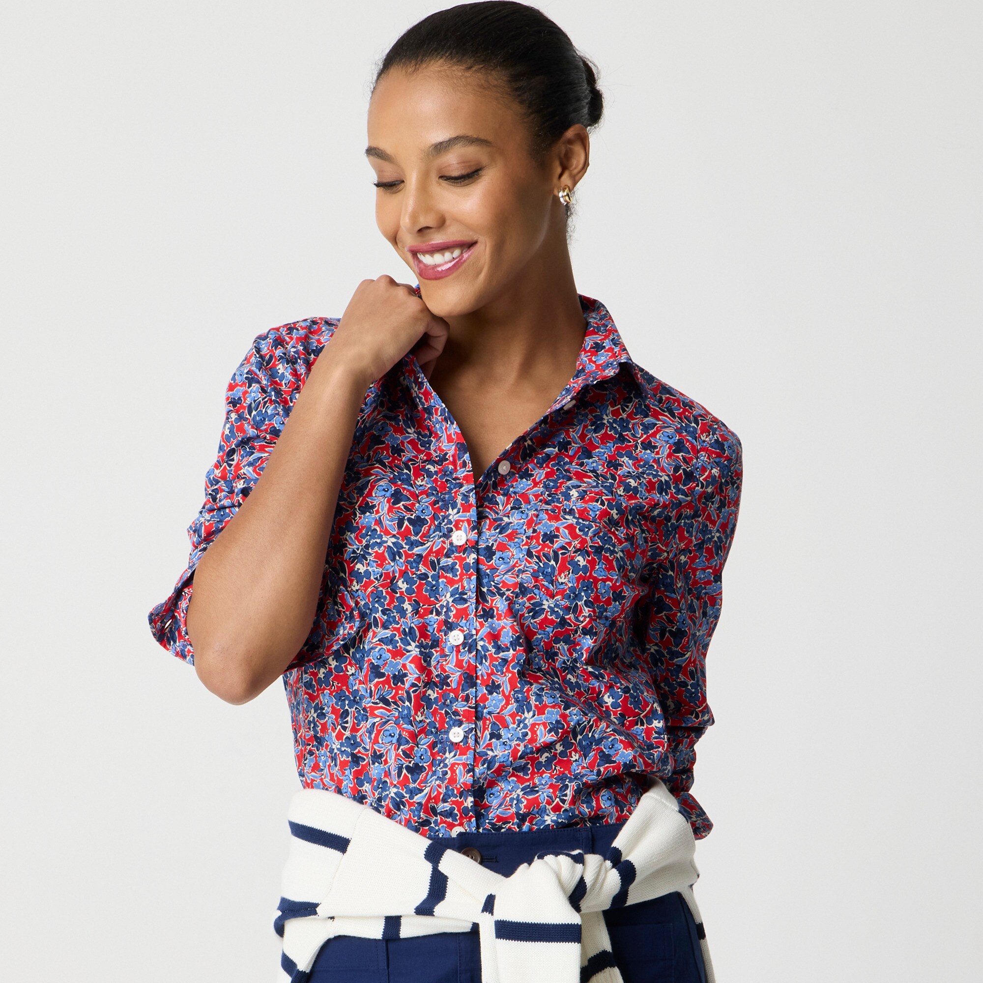  Button-up cotton poplin shirt in signature fit