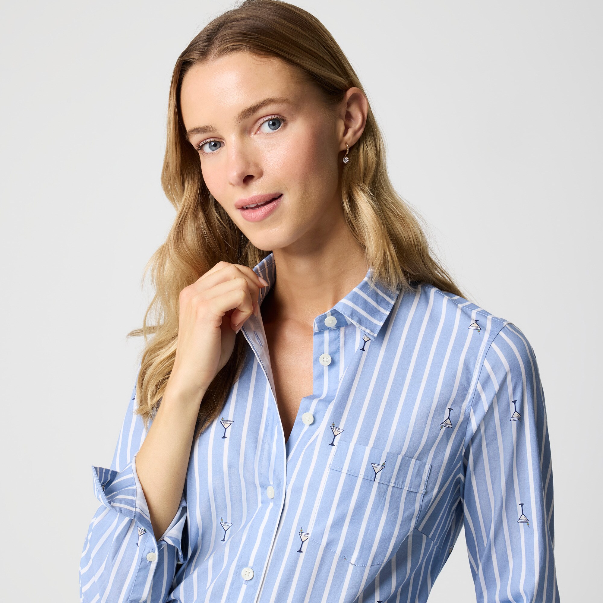 Button-up cotton poplin shirt in signature fit