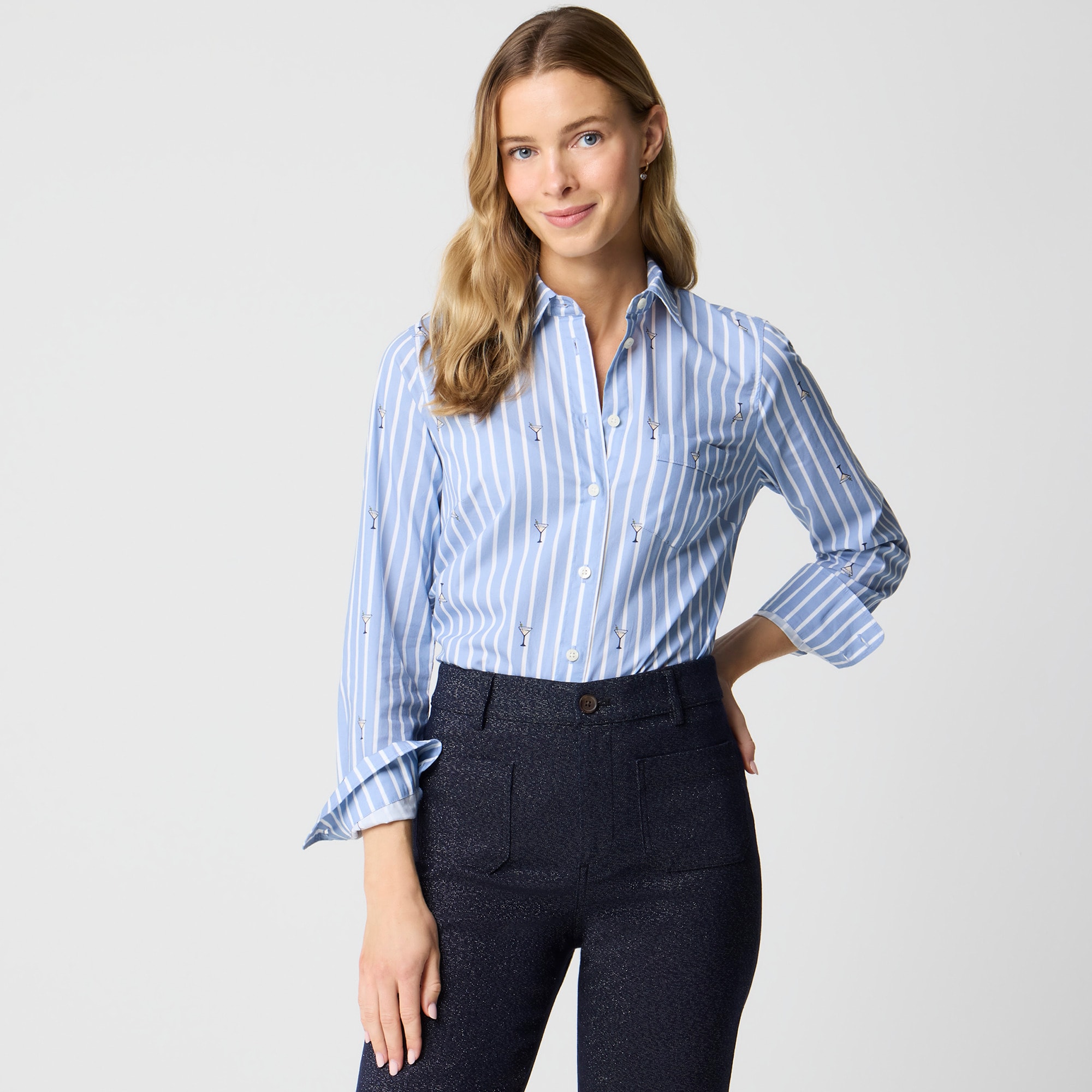 womens Button-up cotton poplin shirt in signature fit
