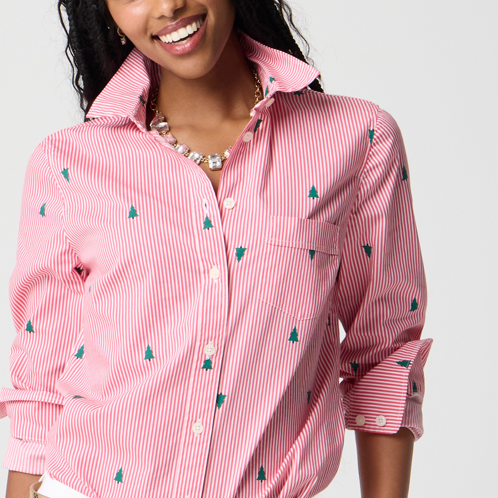 Button-up cotton poplin shirt in signature fit