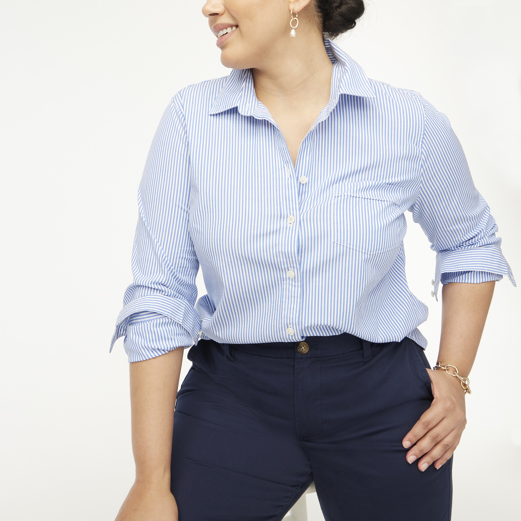  Button-up cotton poplin shirt in signature fit