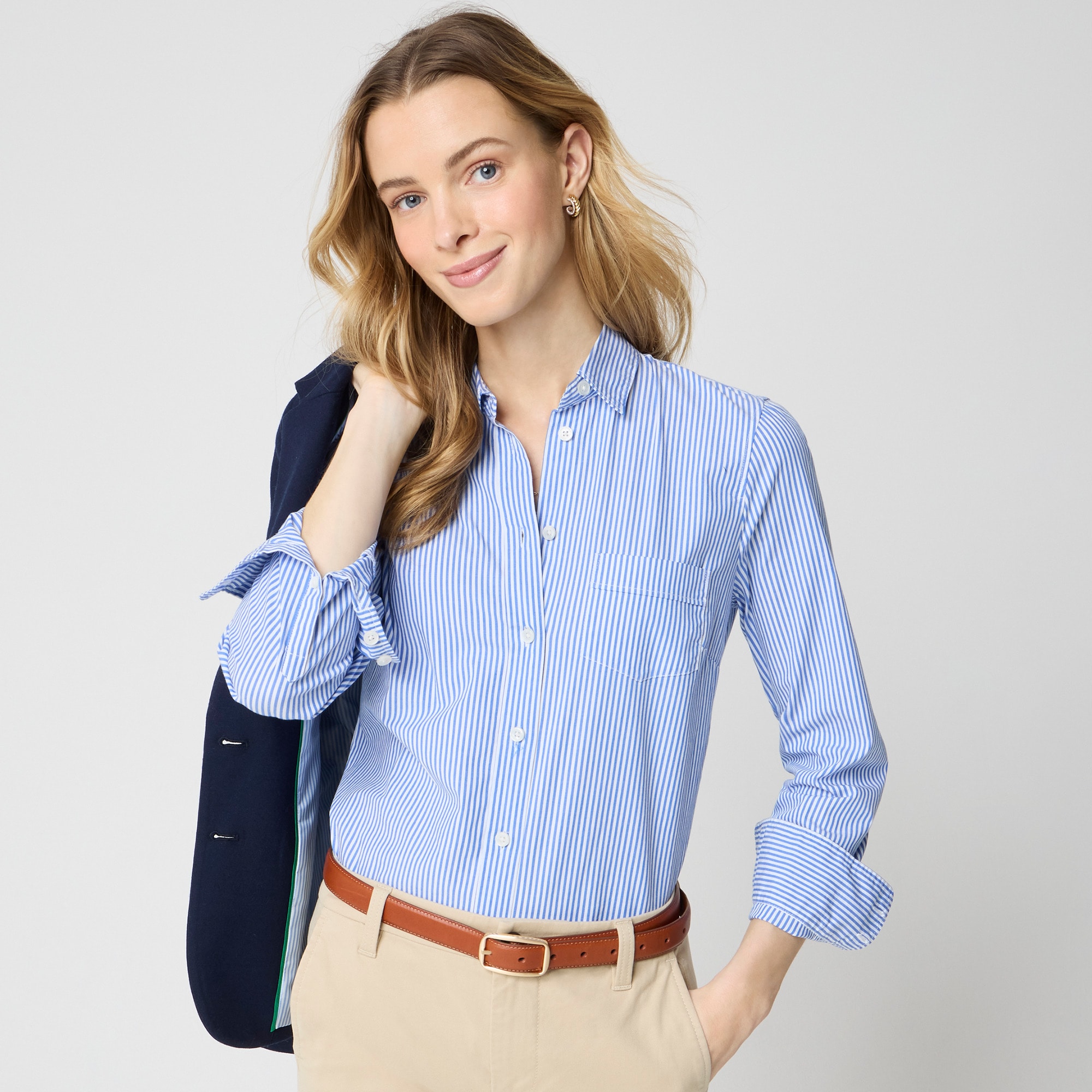 Button-up cotton poplin shirt in signature fit