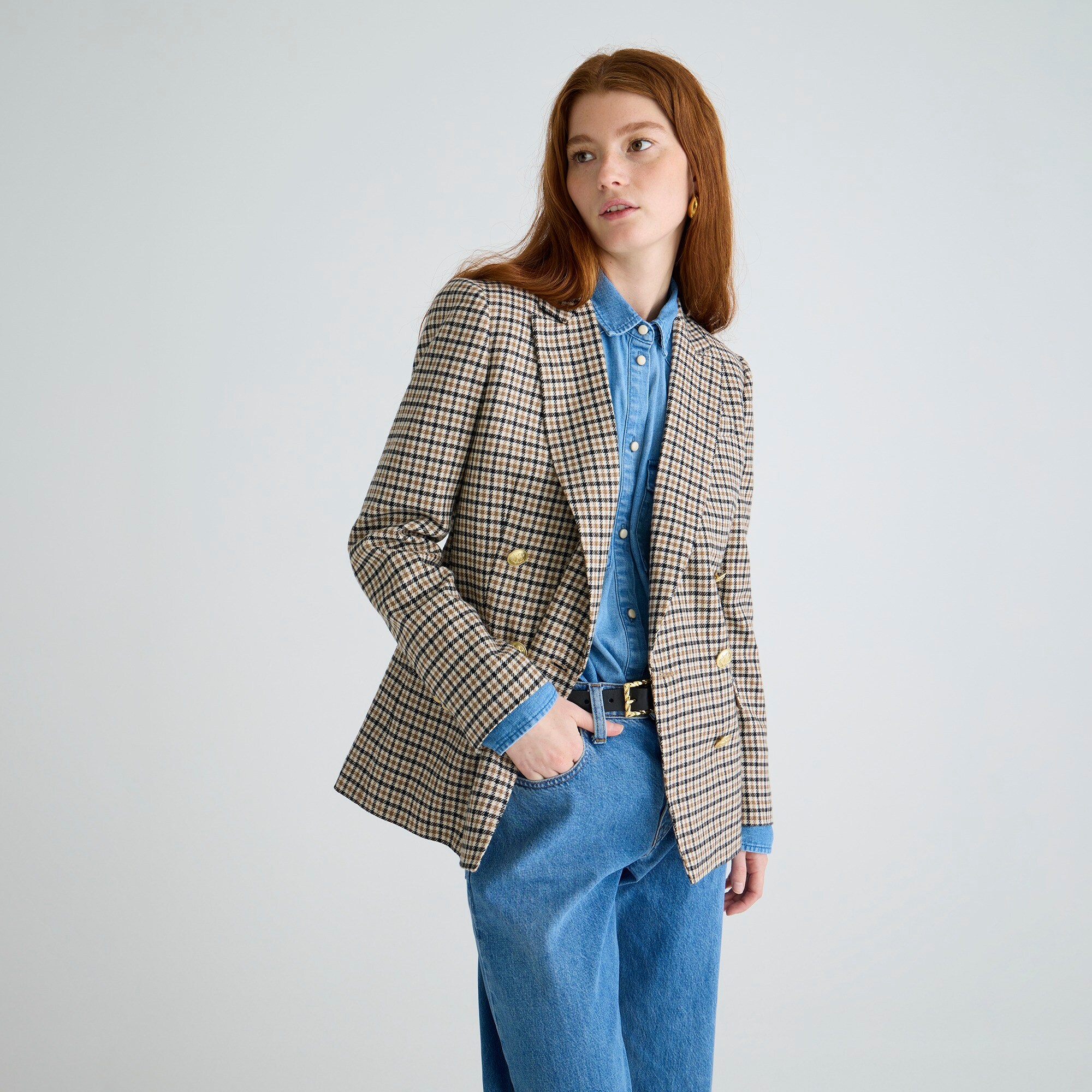 J.Crew: Brynn Blazer In Plaid Italian Wool-blend For Women