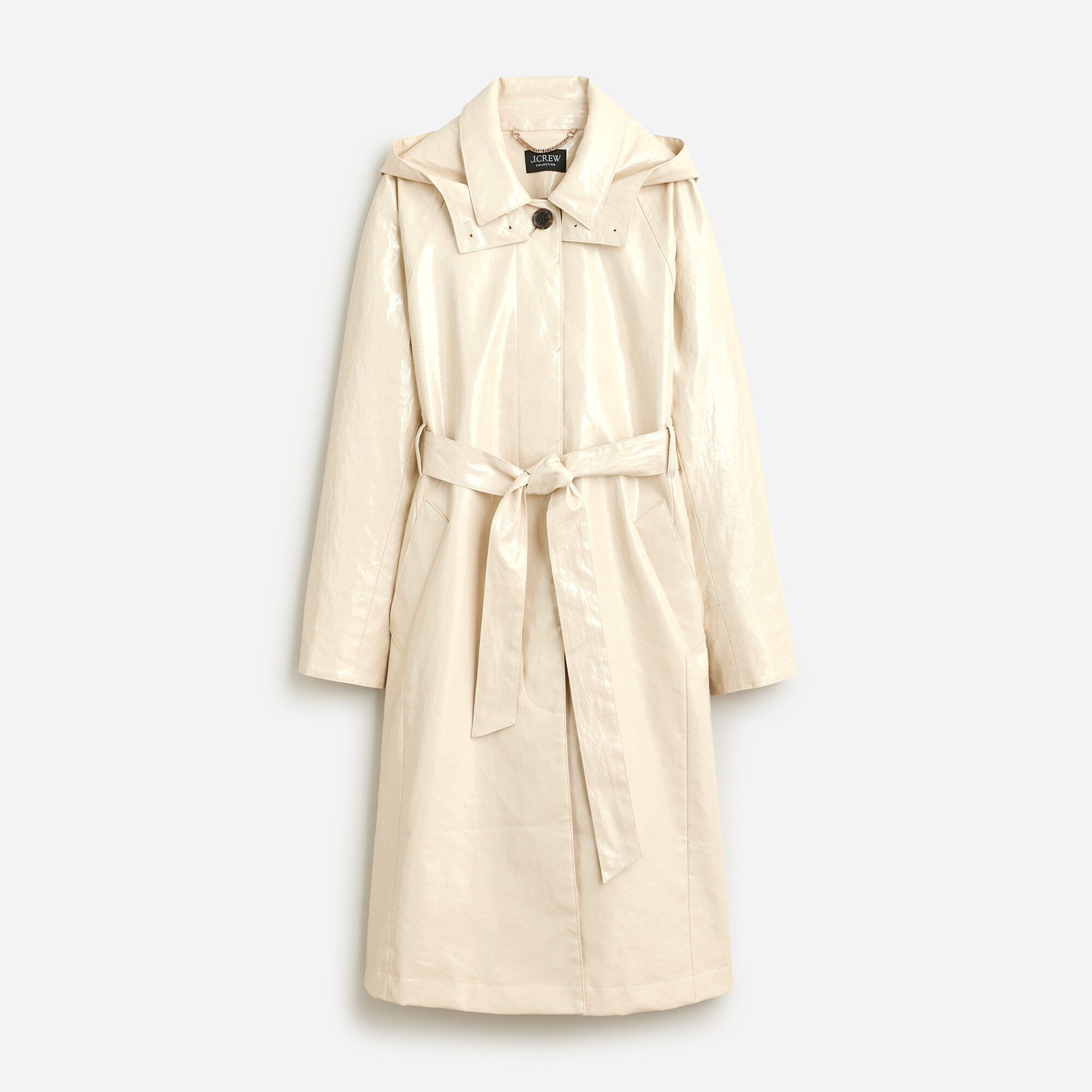 Collection trench coat in laminated linen blend