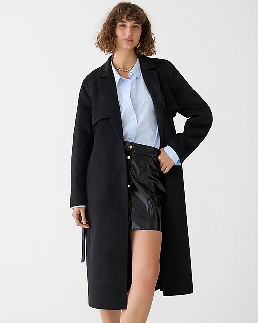 womens Petite Harriet trench coat in double-faced wool blend