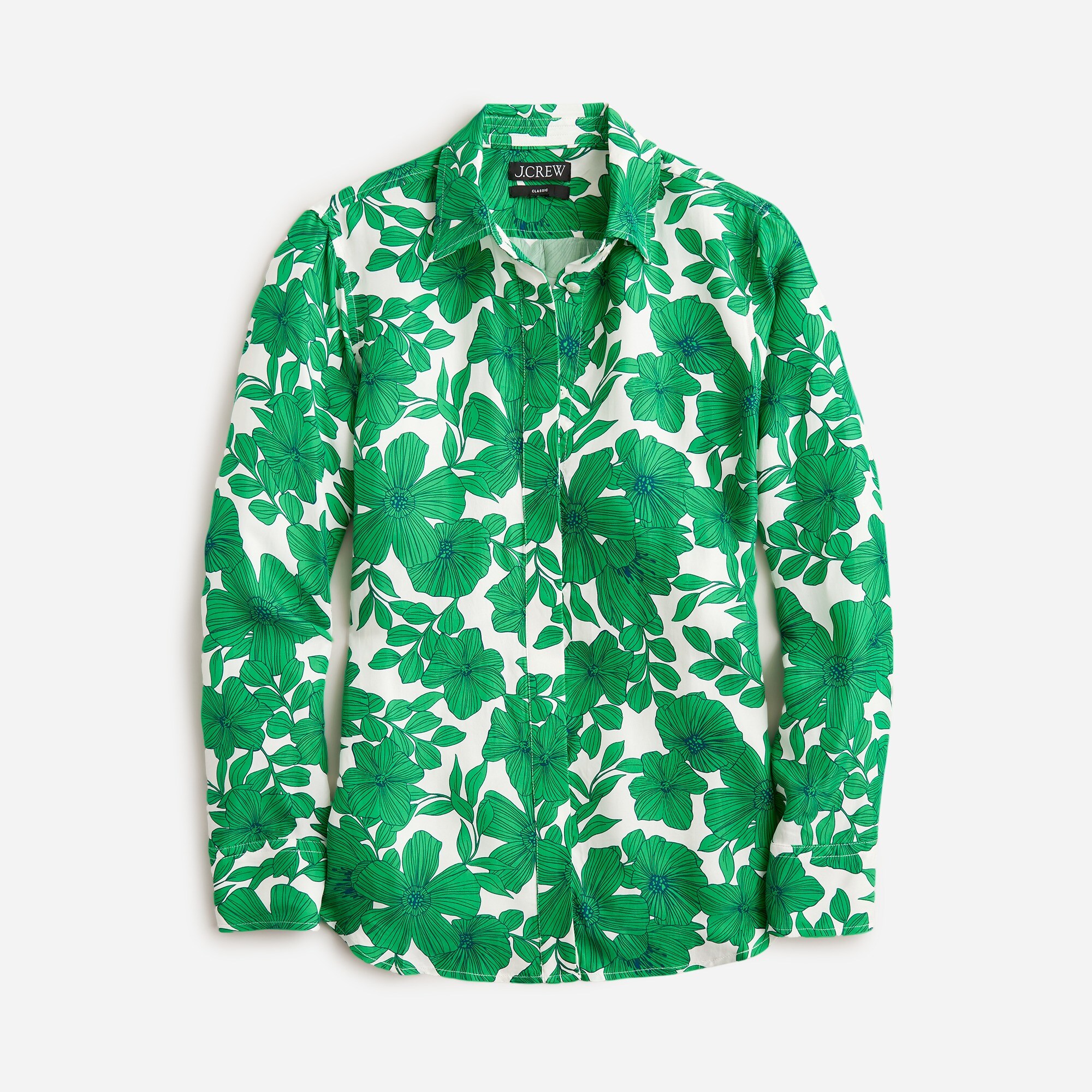 Classic-fit Cupro-blend Shirt In Greenhouse Floral Print For Women