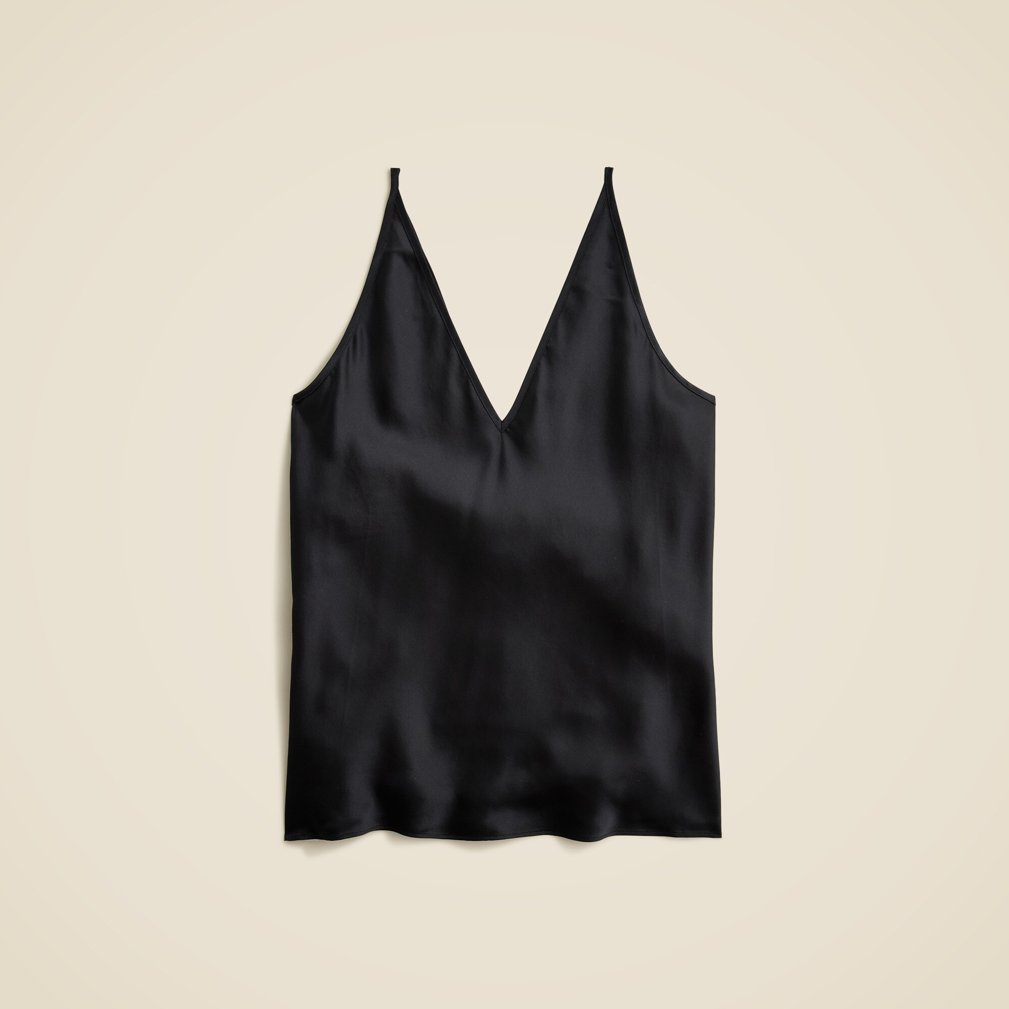 Black V-neck silk-satin cami top, Raey