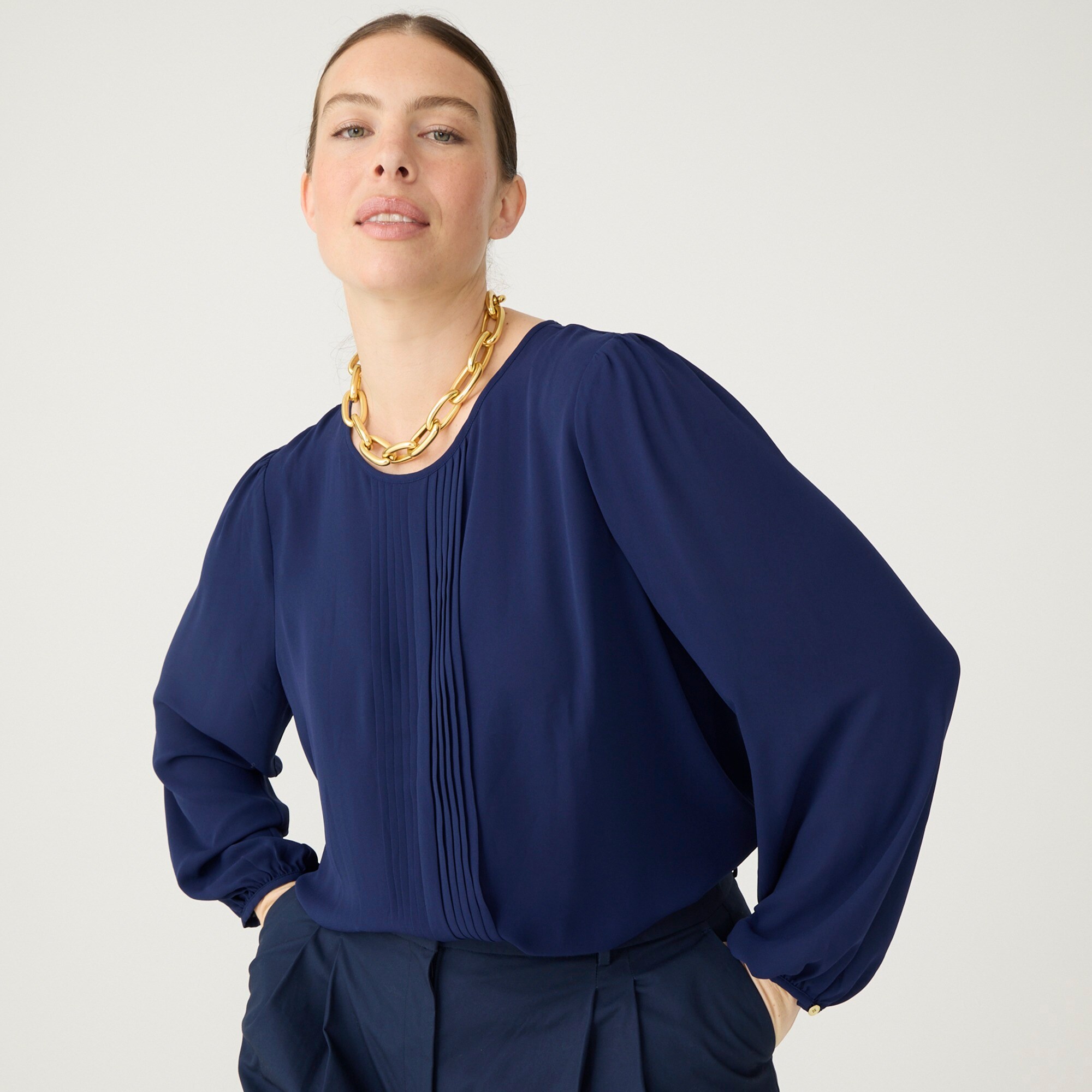 womens Pleated button-back top