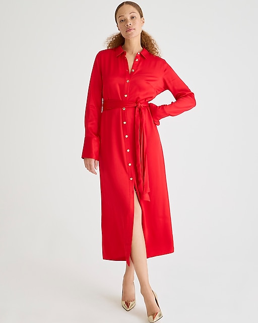 womens Drapey shirtdress in luster crepe