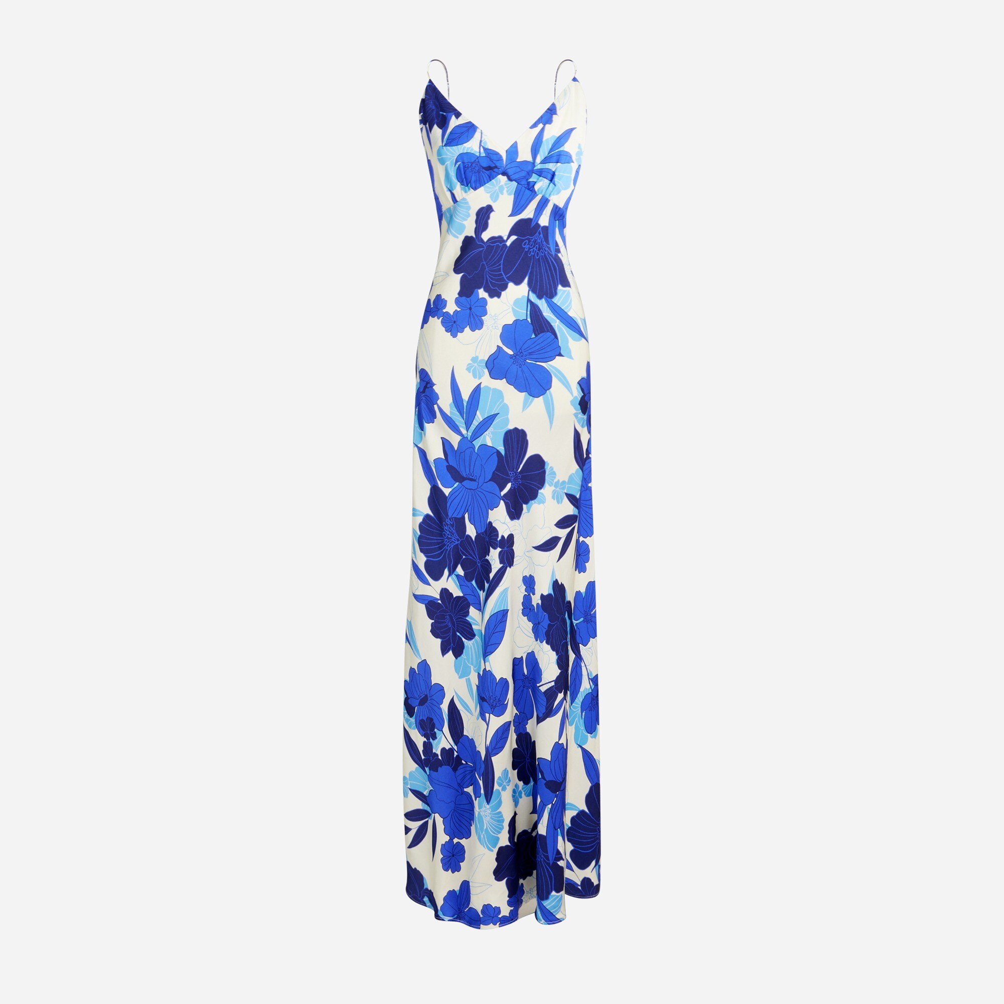 Collection limited-edition full-length luster crepe V-neck slip dress in painted floral print