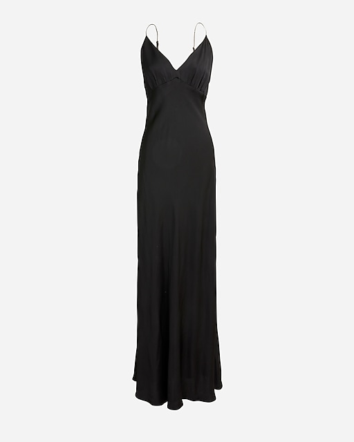womens Collection full-length V-neck slip dress in luster crepe