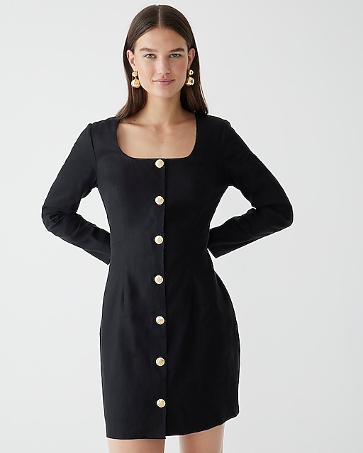 womens Long-sleeve button-front mini dress