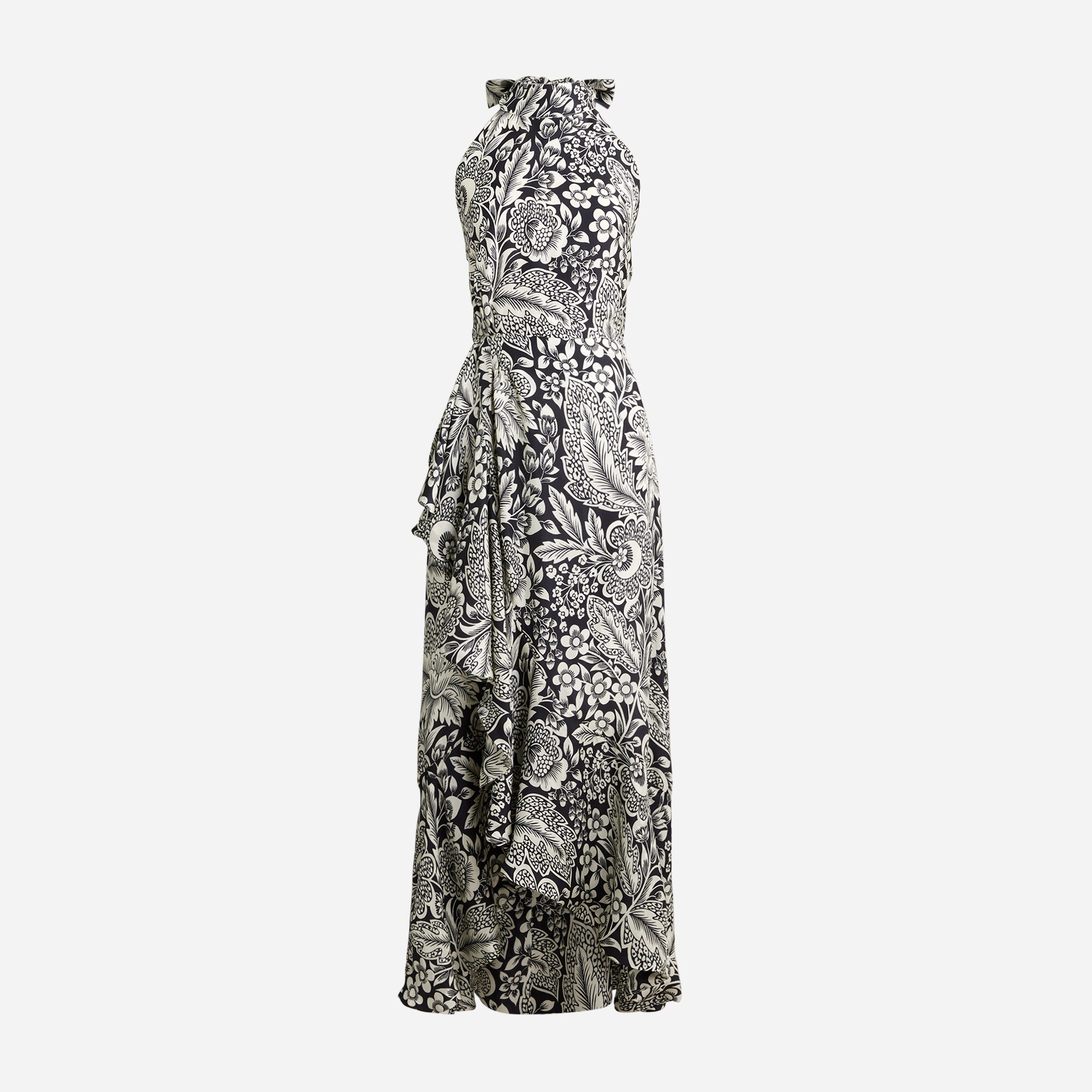 Collection Halter-tie Cupro-blend Dress In Classic Floral Print For Women