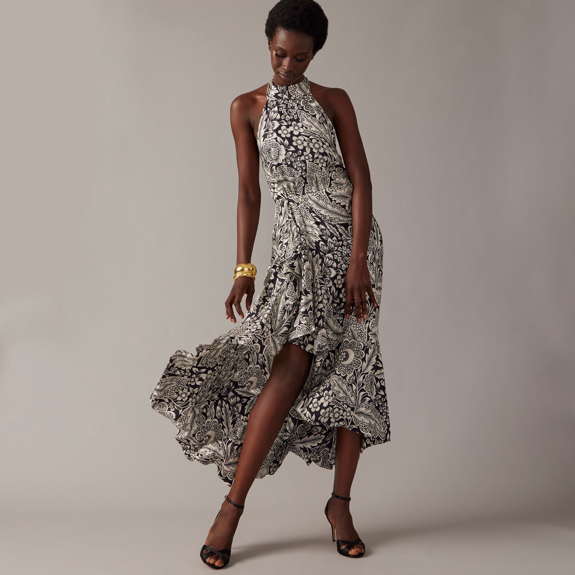 Collection halter-tie cupro-blend dress in classic floral print