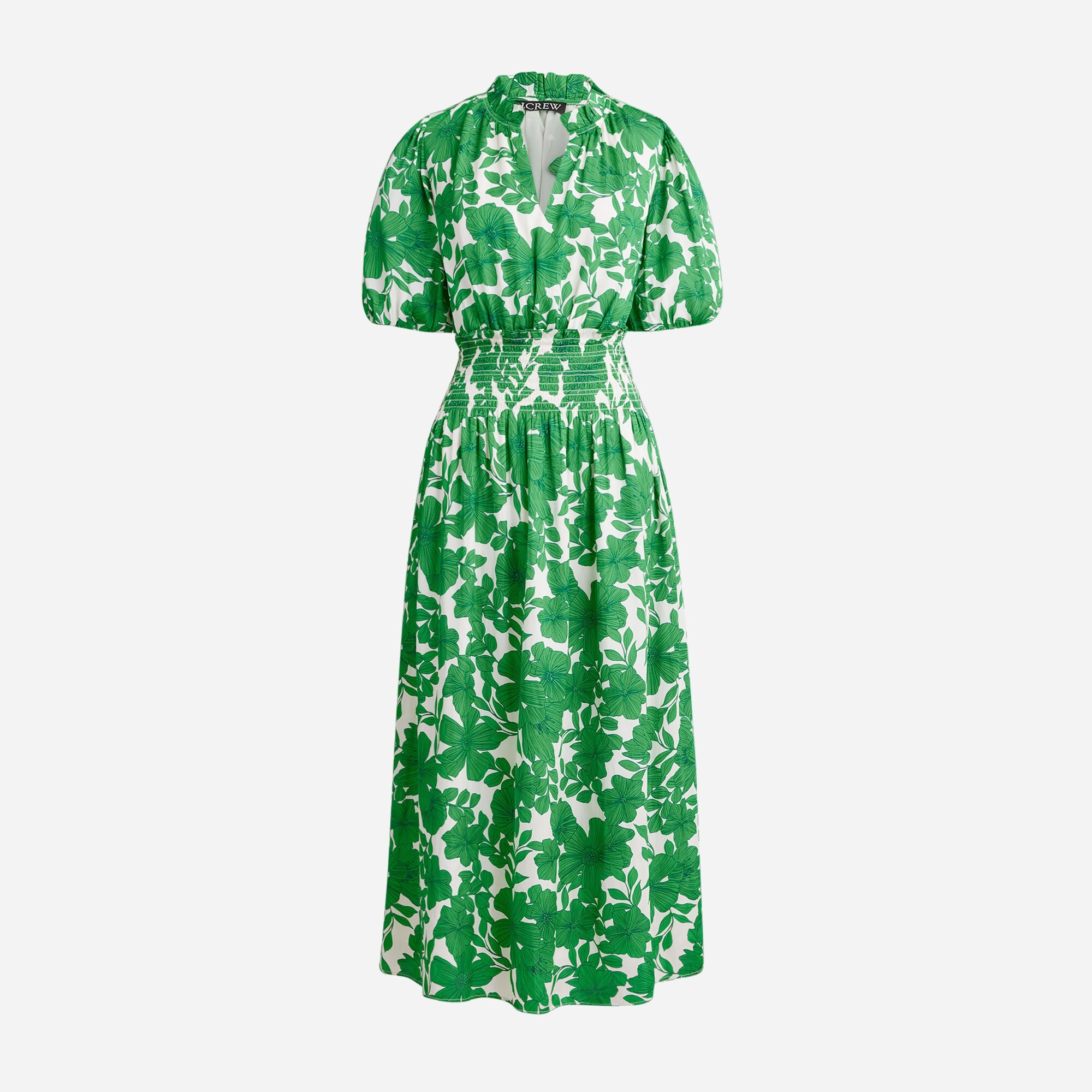 J.Crew: Smocked-waist Short-sleeve Dress In Greenhouse Floral Print For ...