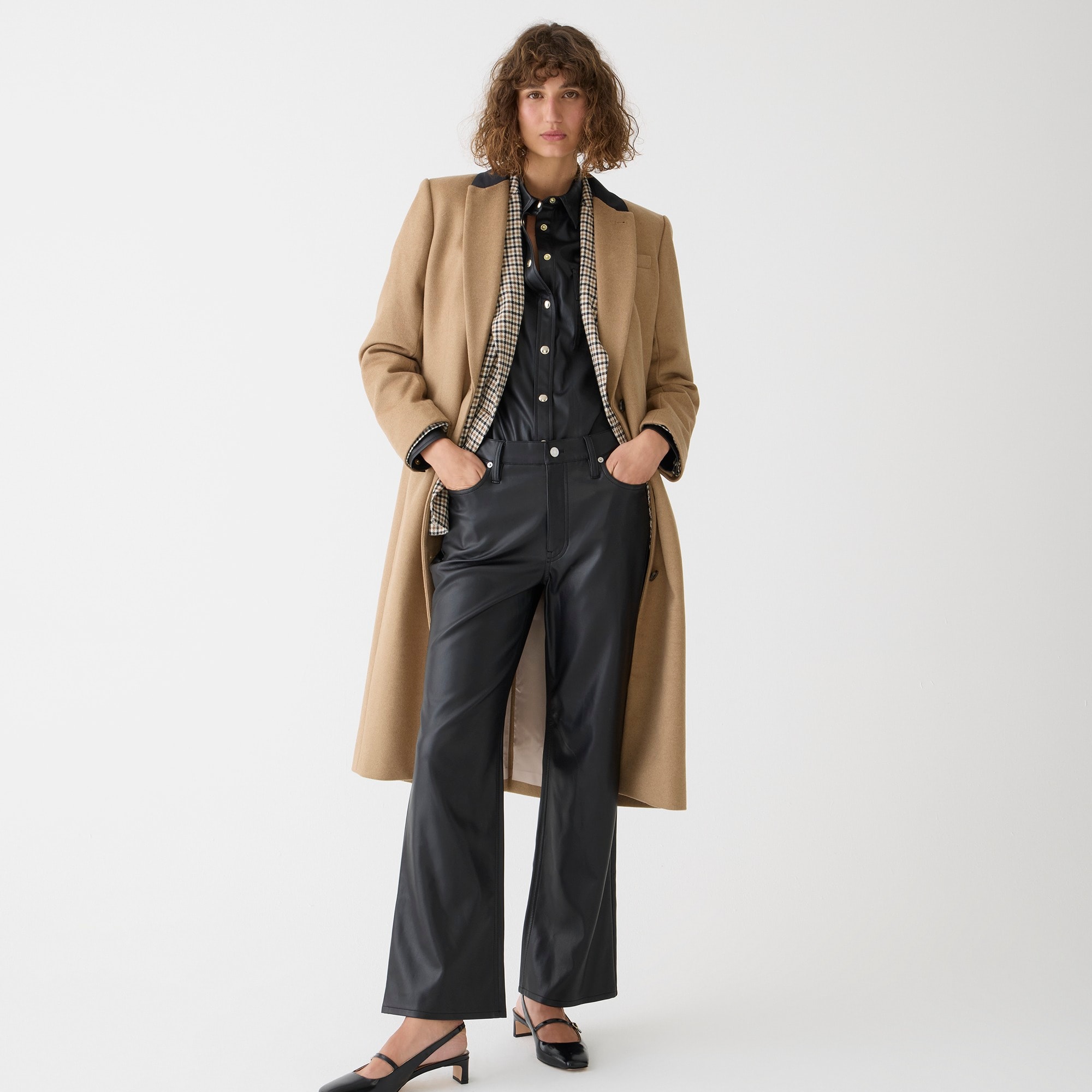 j.crew: slim wide-leg pant in faux leather for women