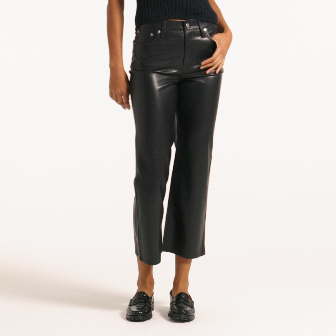 Slim wide-leg pant in faux leather