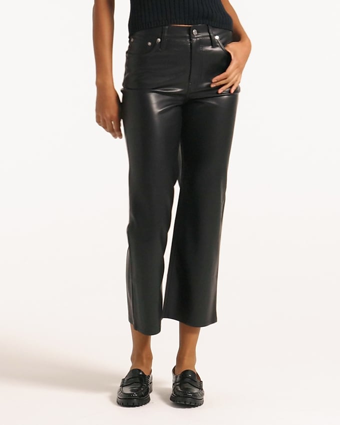 Petite slim wide-leg pant in faux leather