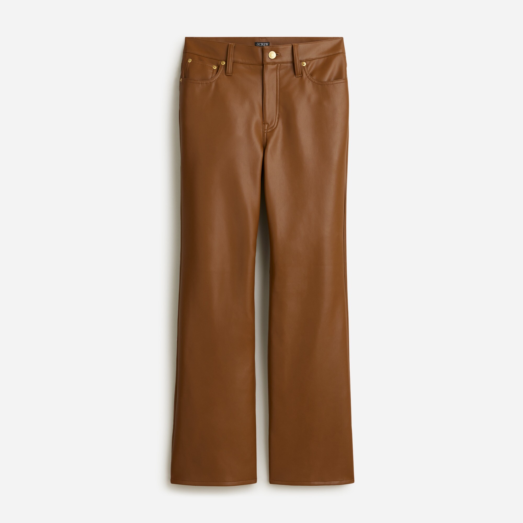 womens Petite slim wide-leg pant in faux leather