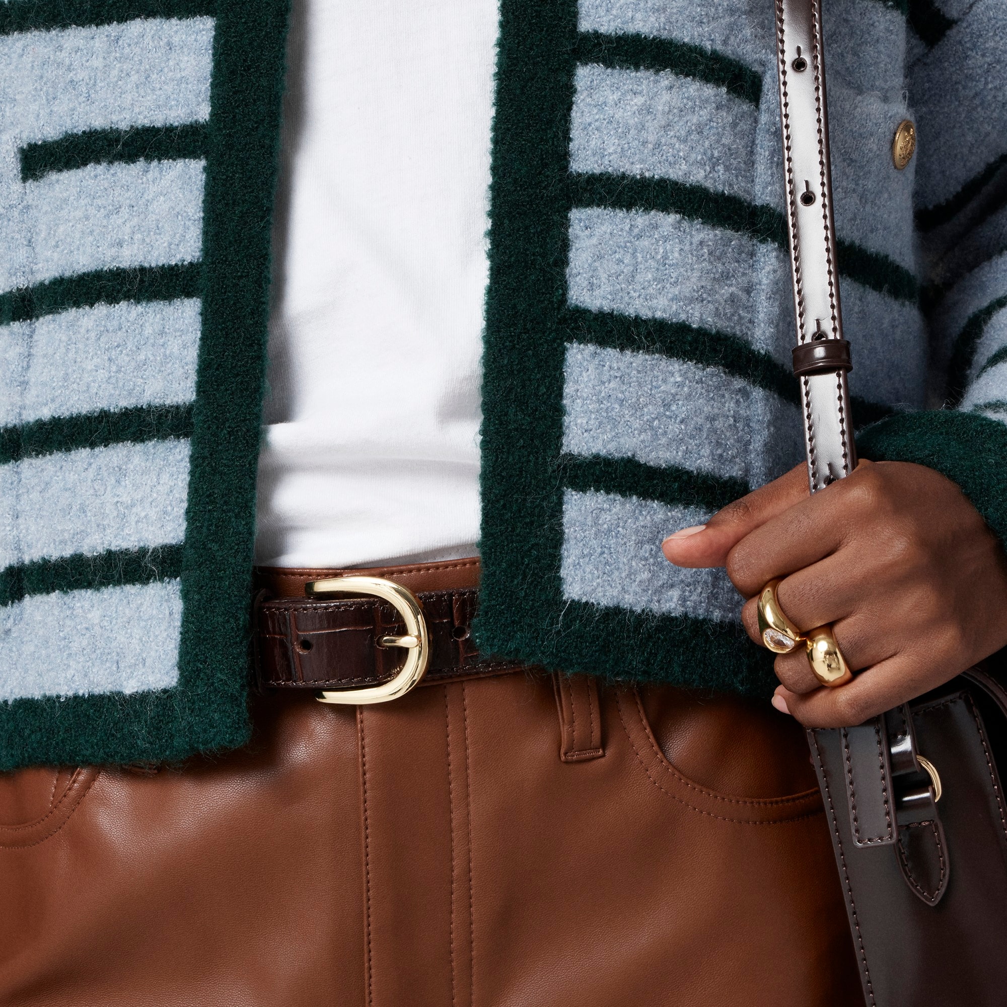 Slim wide-leg pant in faux leather