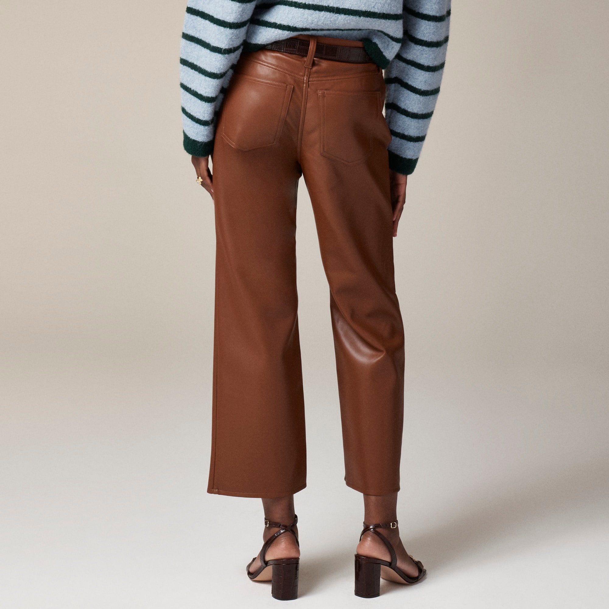 Slim wide-leg pant in faux leather