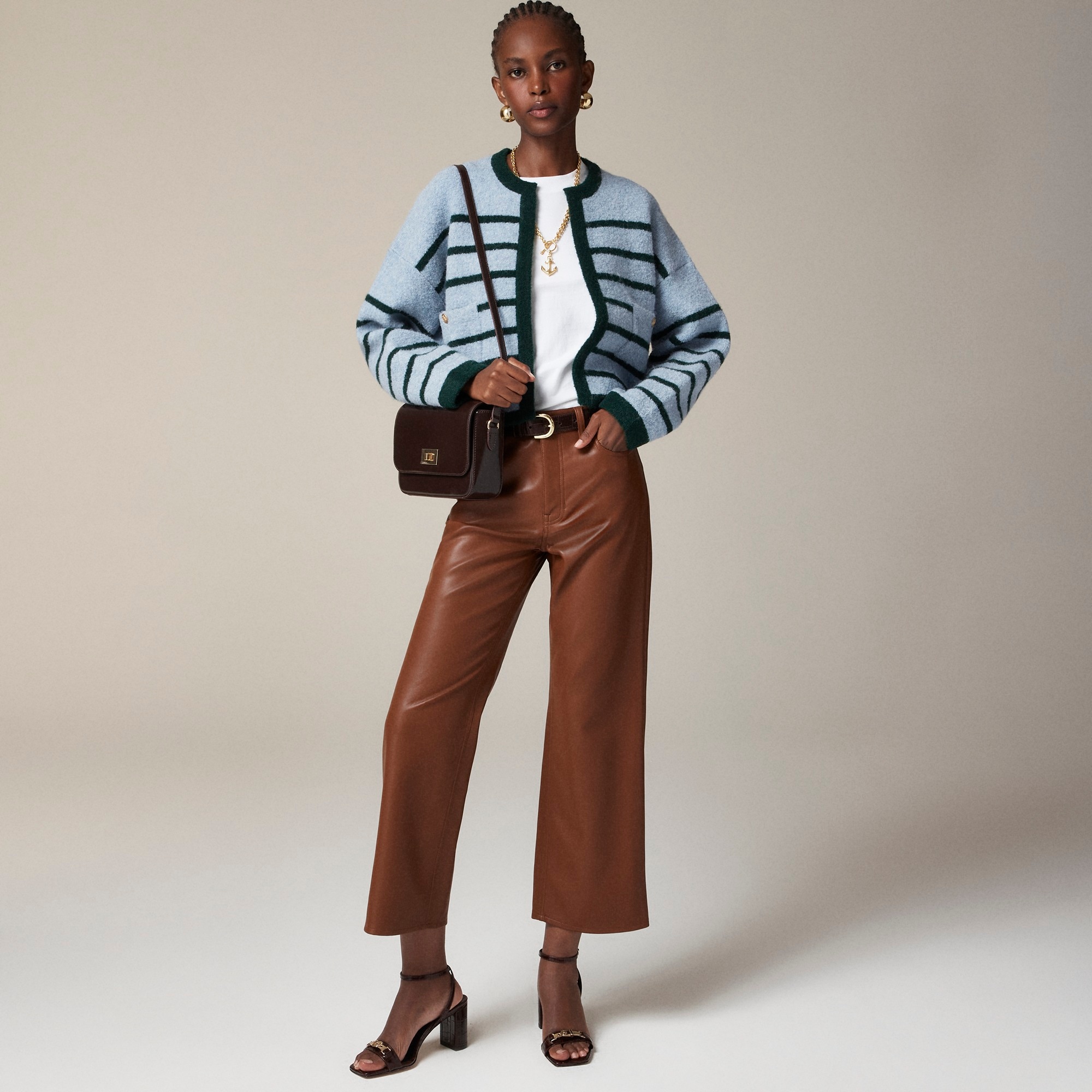 Slim wide-leg pant in faux leather