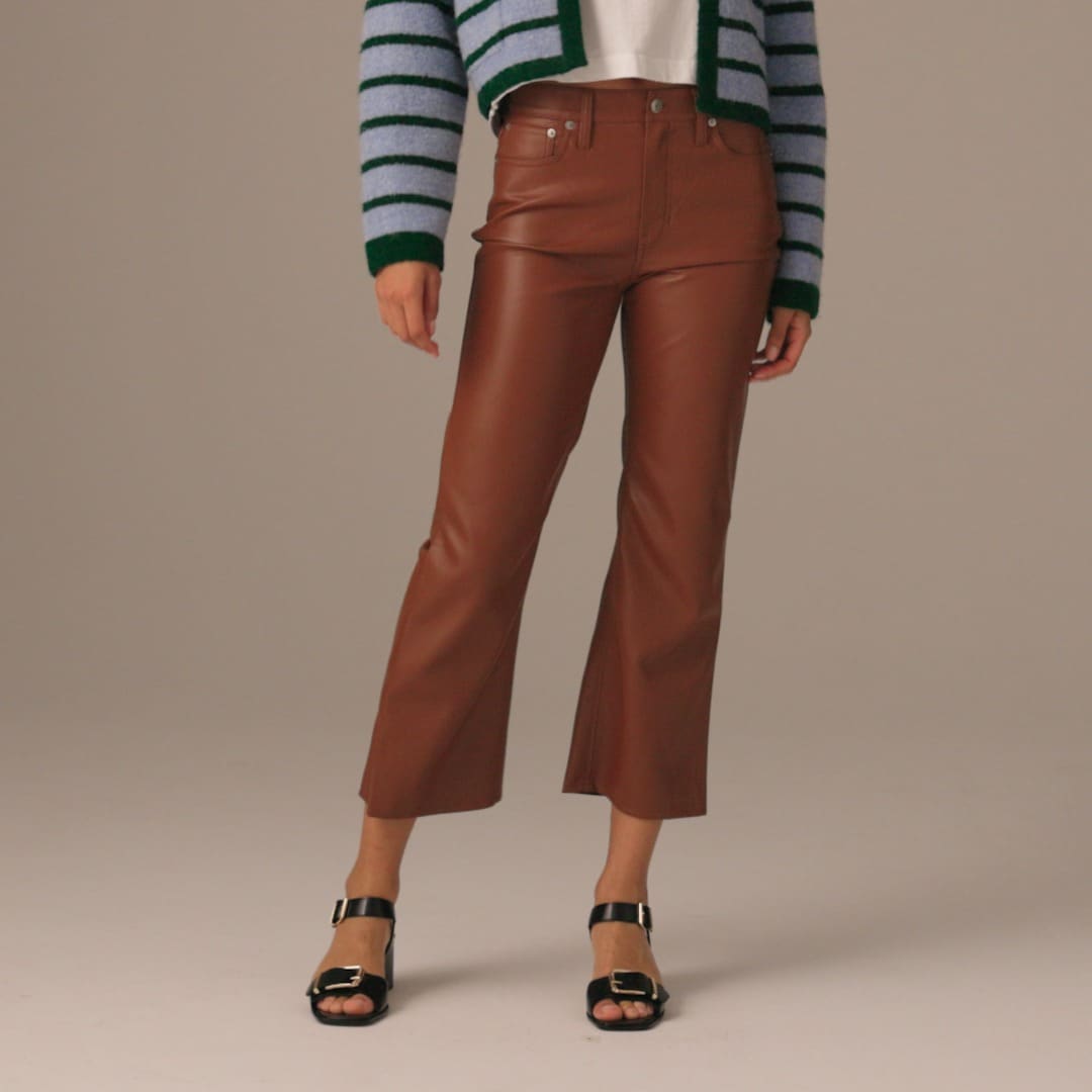 Slim wide-leg pant in faux leather