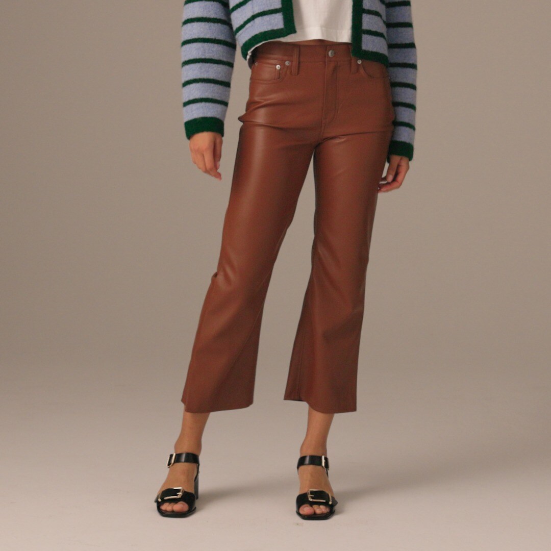 Slim wide-leg pant in faux leather