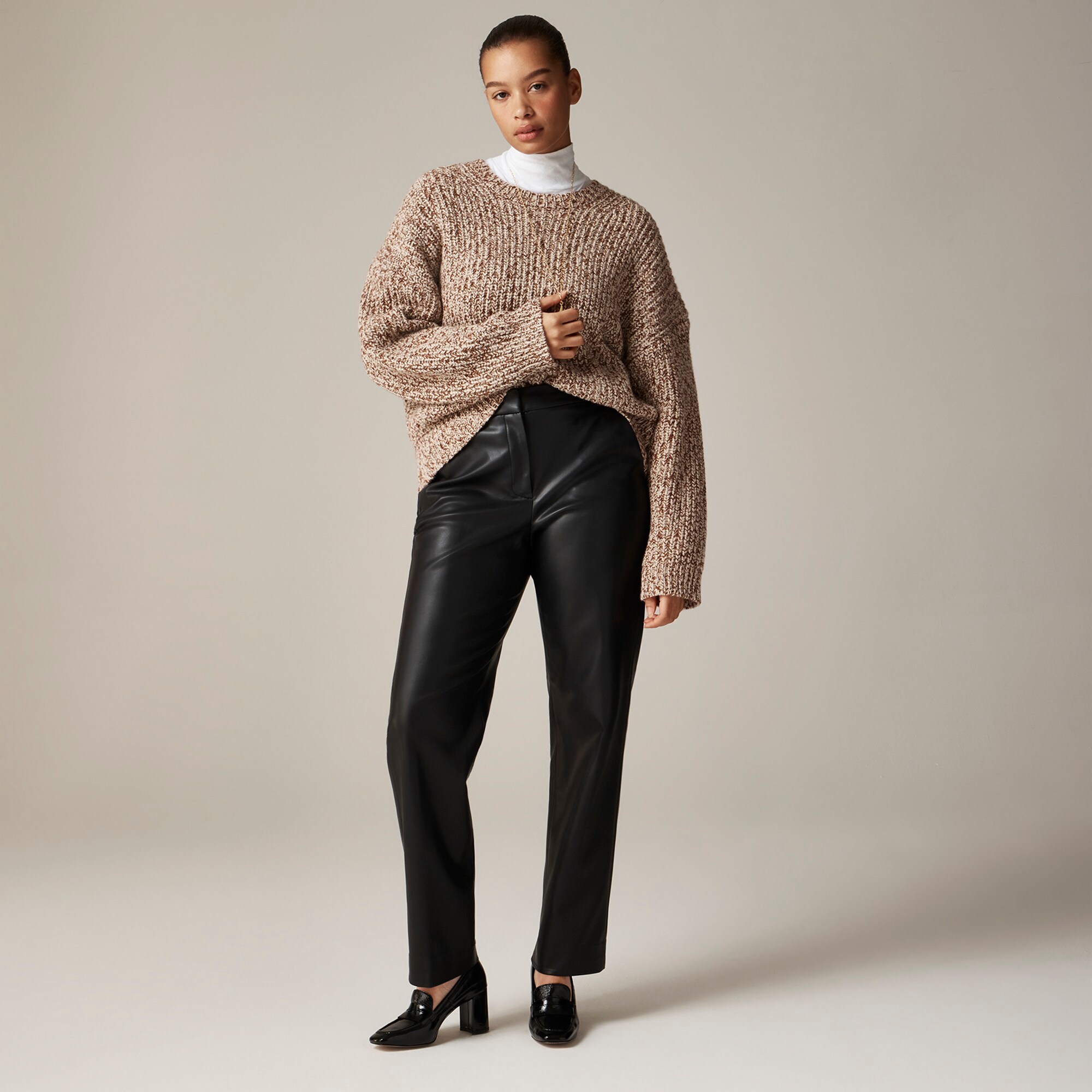 Petite Kate straight-leg pant in faux leather