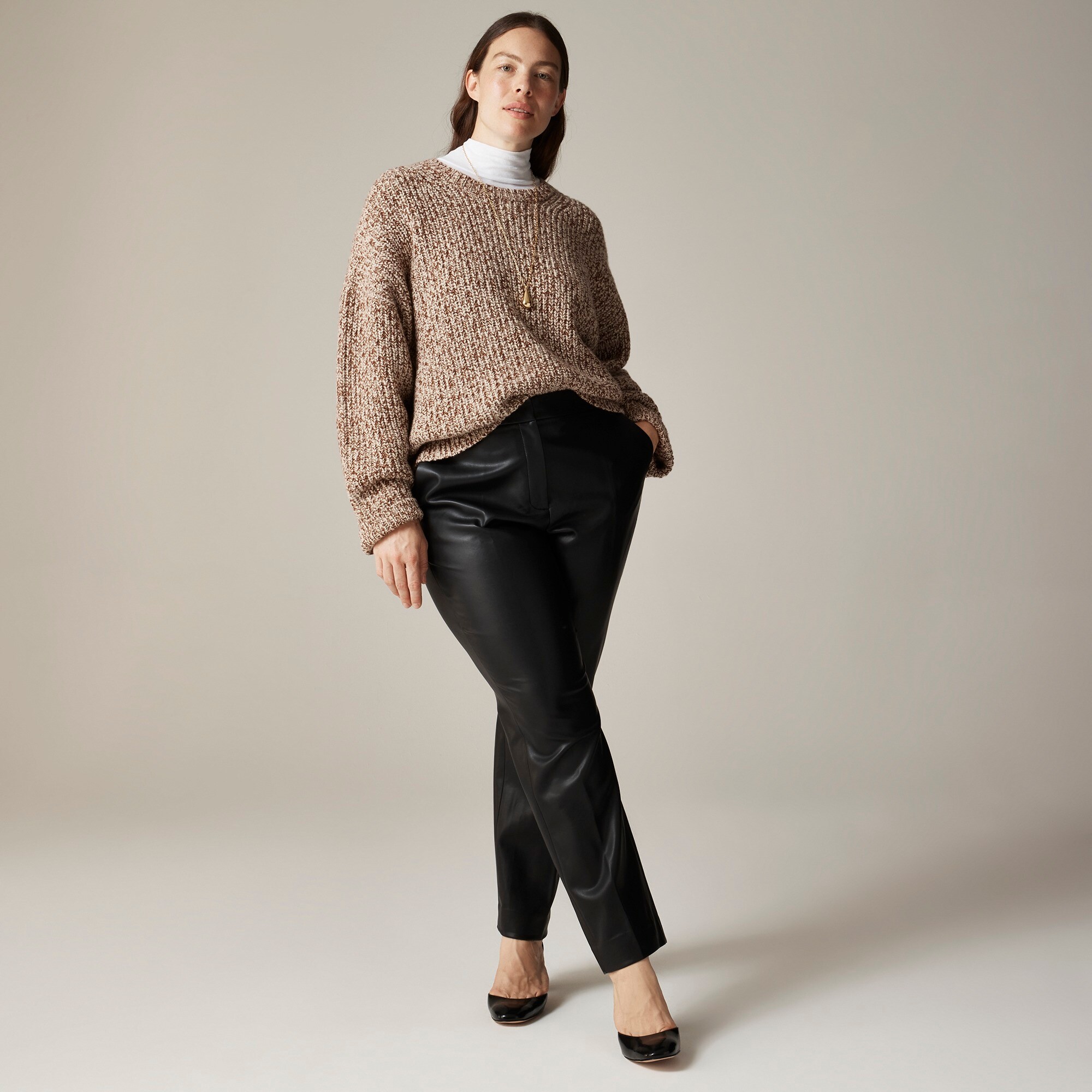 Petite Kate straight-leg pant in faux leather