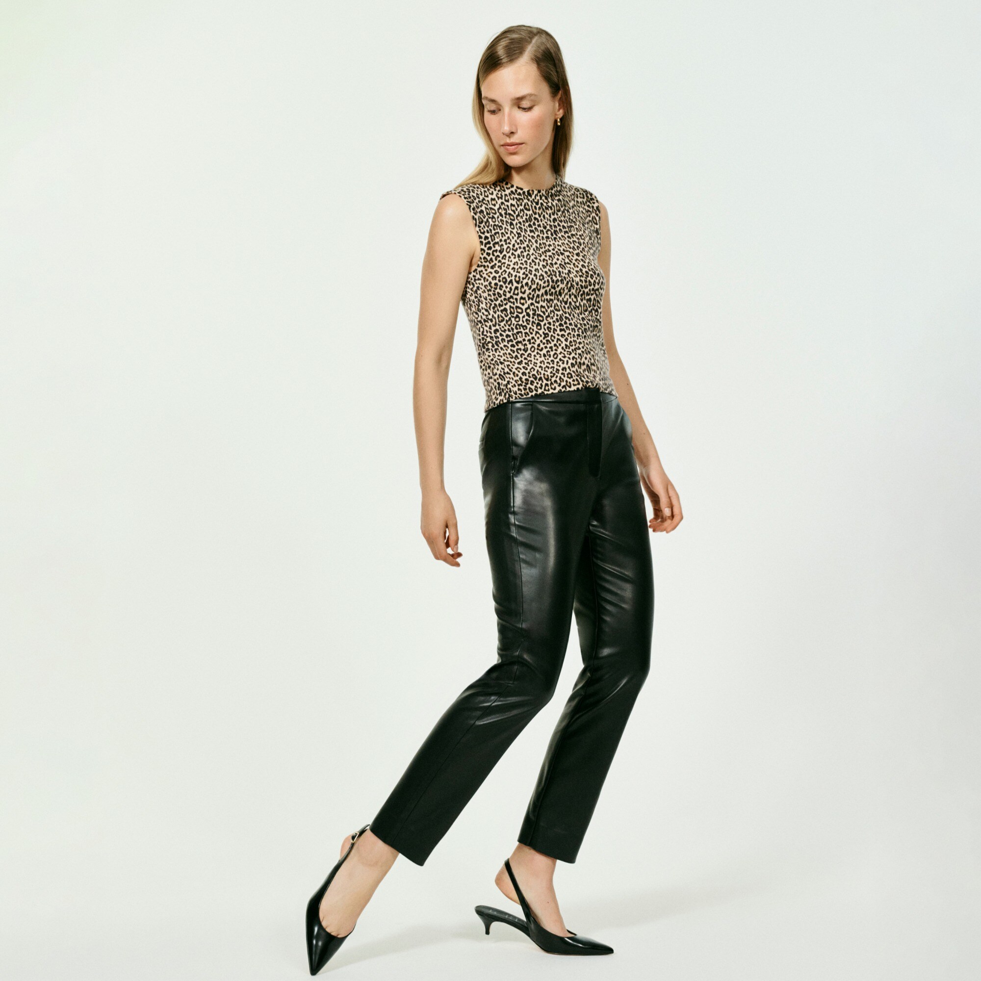Petite Kate straight-leg pant in faux leather