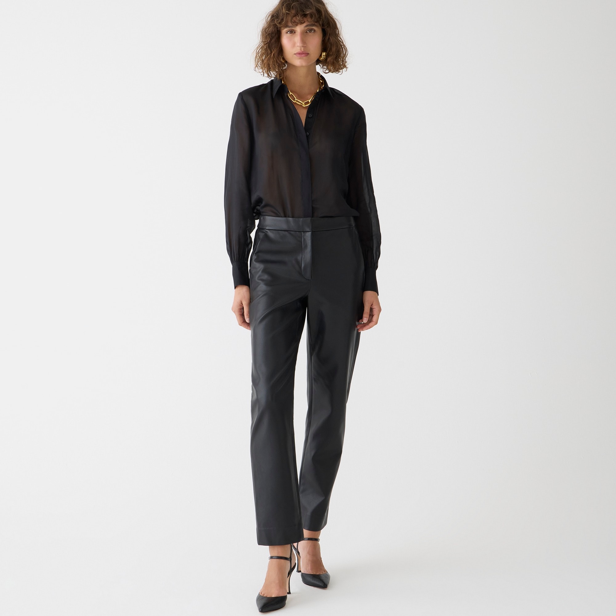 j.crew: kate straight-leg pant in faux leather for women