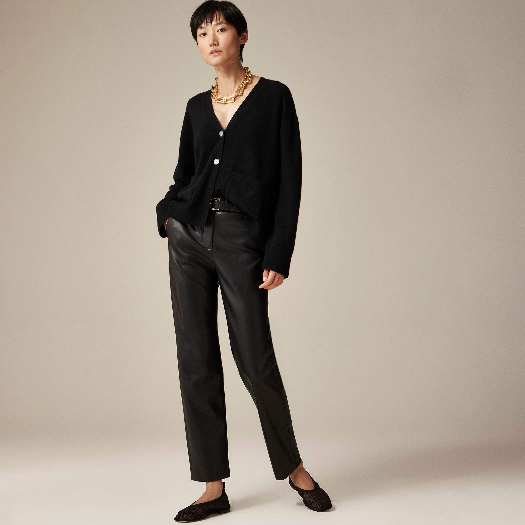 j.crew: kate straight-leg pant in faux leather for women