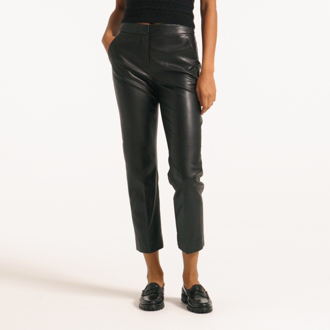 Petite Kate straight-leg pant in faux leather