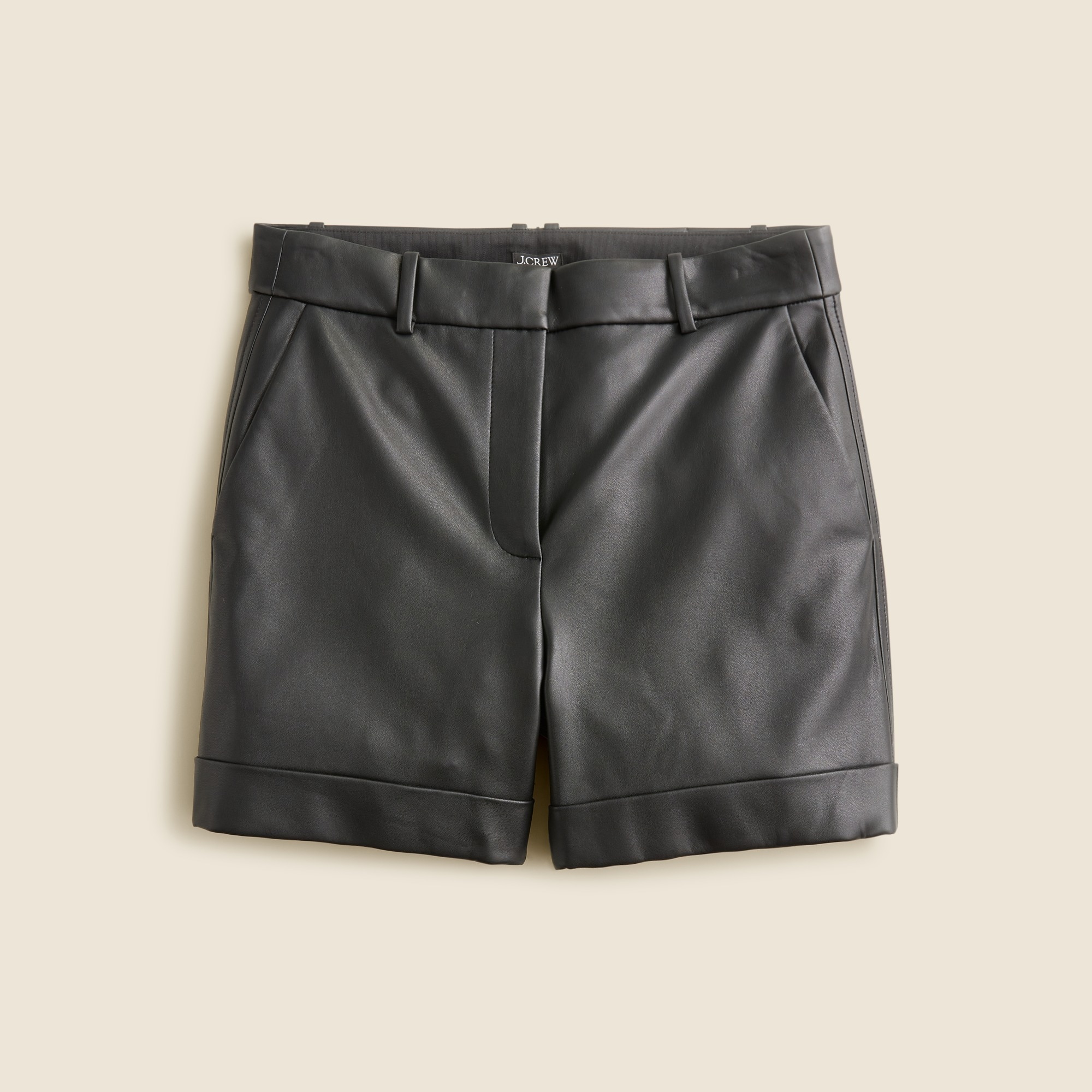 High-rise faux-leather short