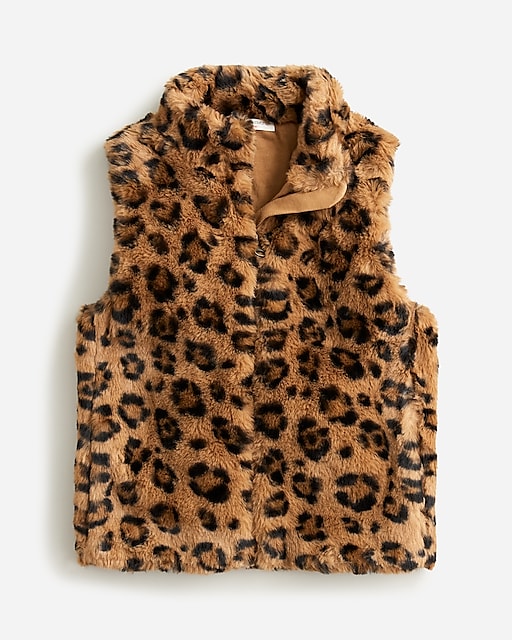  Girls' faux-fur vest in leopard print
