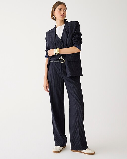 Collection full-length Sydney wide-leg pant in pinstripe Italian wool