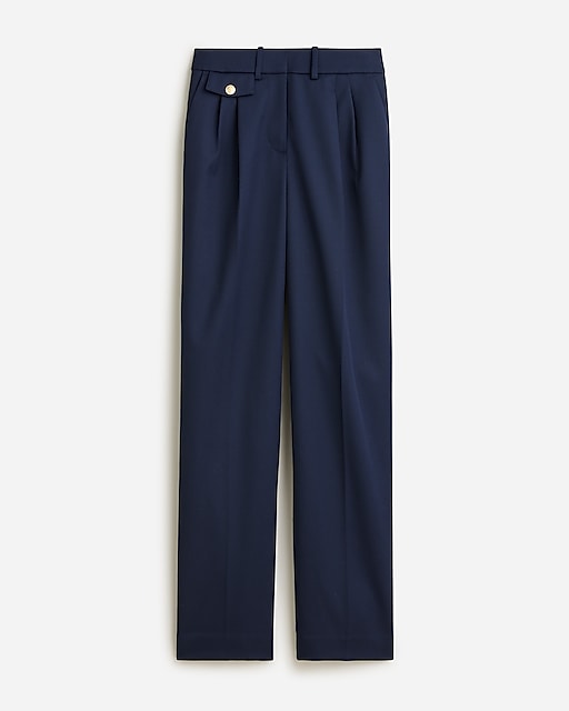  Collection pleated wide-leg trouser pant in wool-twill blend