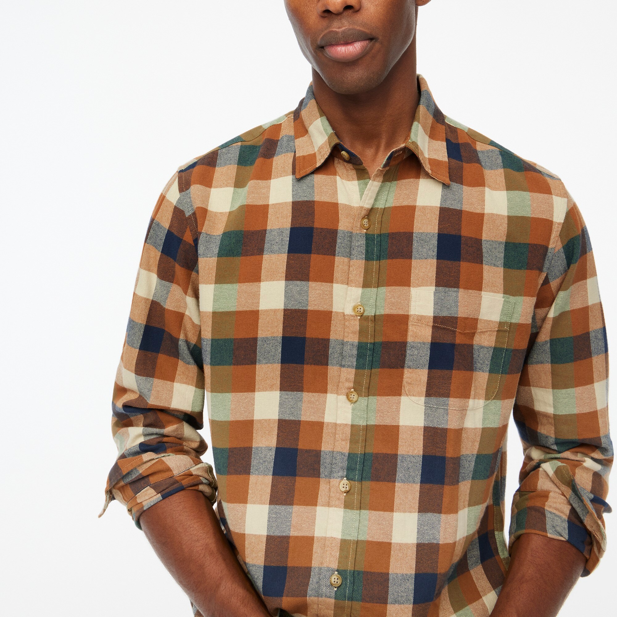 factory: classic gingham flannel shirt for men