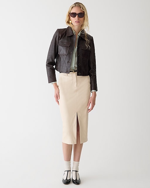 womens Faux-leather pencil skirt