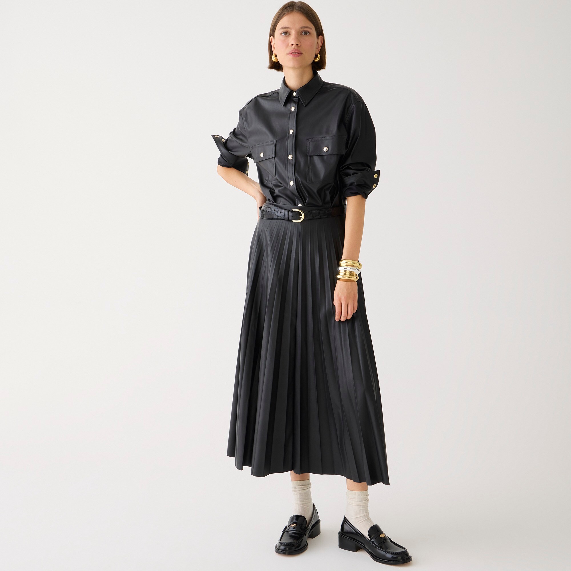 J crew pleated leather skirt hotsell