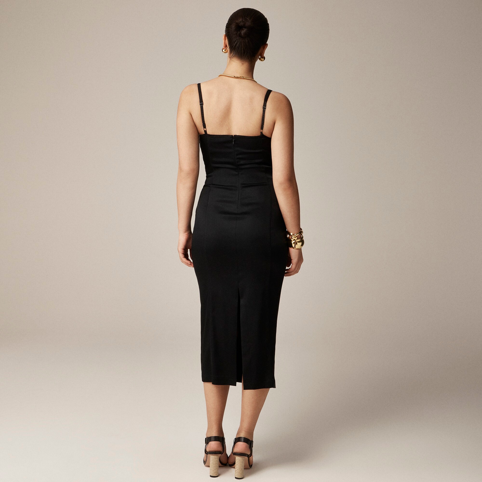 Collection fitted midi dress in stretch satin