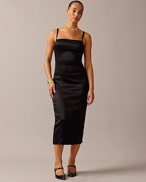  Collection fitted midi dress in stretch satin