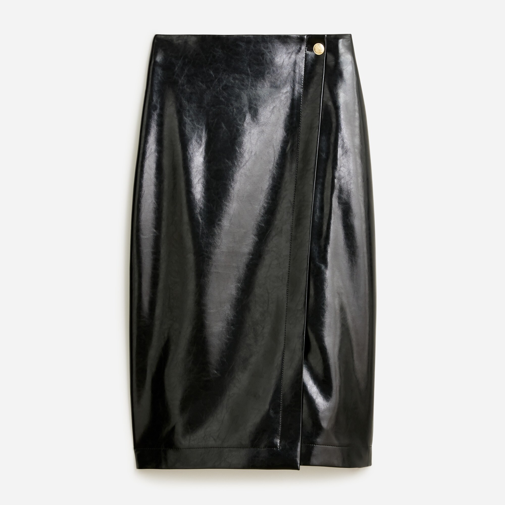 Collection wrap skirt in faux patent leather