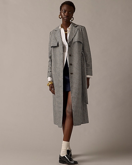 womens Collection Harriet trench coat in English gingham wool blend