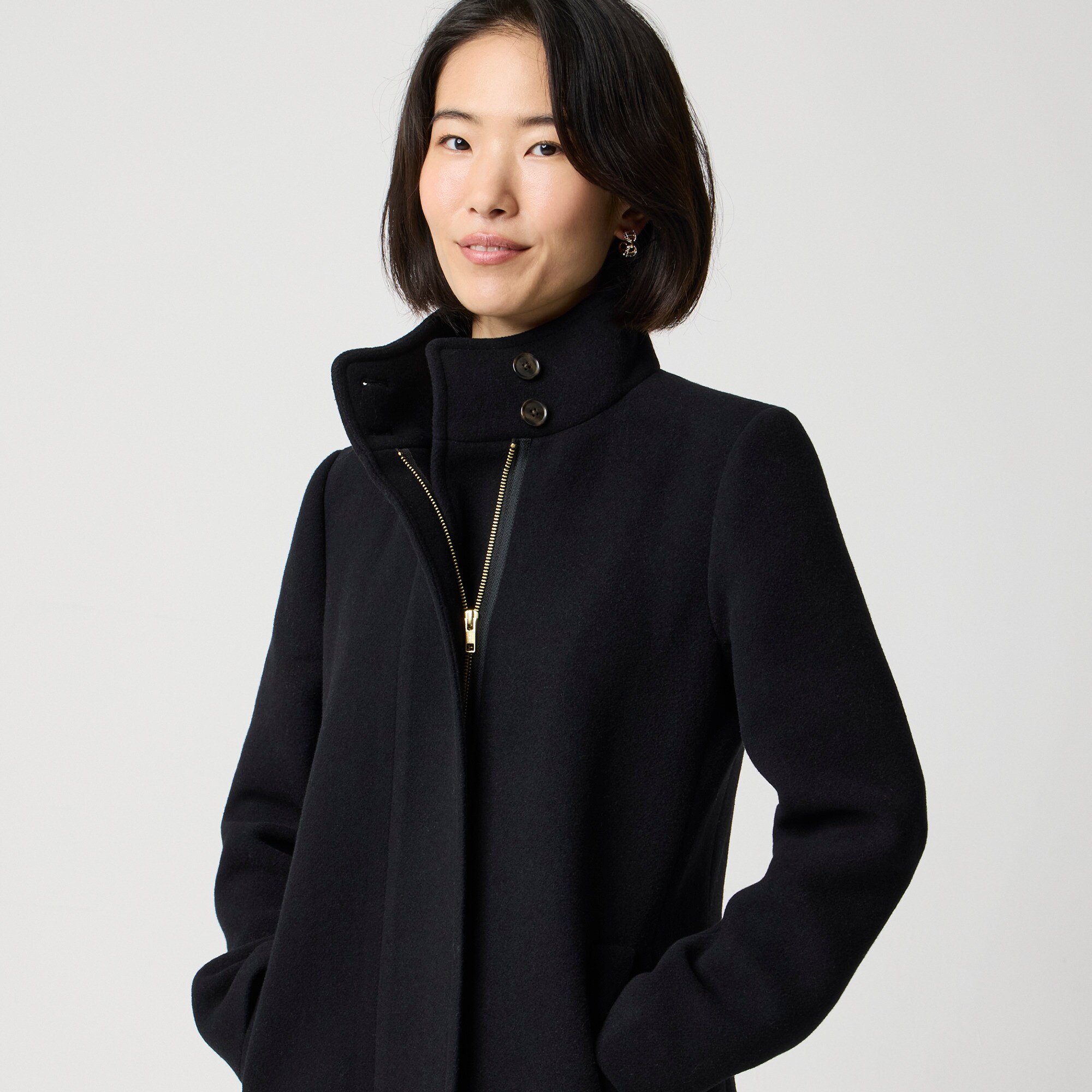 ジャケット・アウター high neck button design coat City Coat With Button Neck For Women | Factory