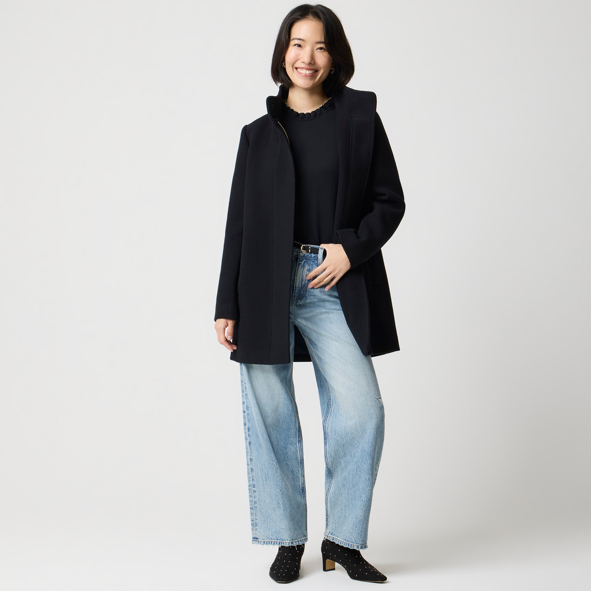  City coat with button neck